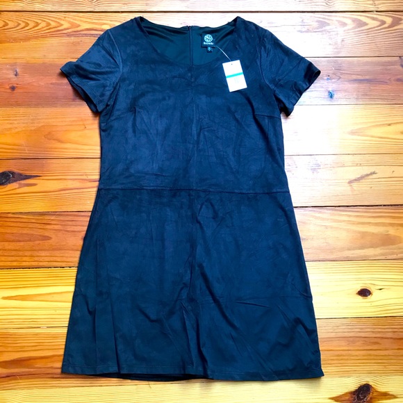 Bobeau Black Suede Dress, NWT, L - Picture 1 of 15